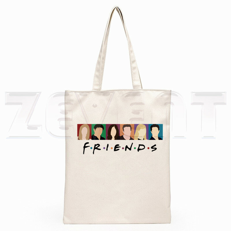 Friends TV Hip Hop Hipster Cartoon Print Shopping Bags Girls Fashion Casual Pacakge Hand Bag