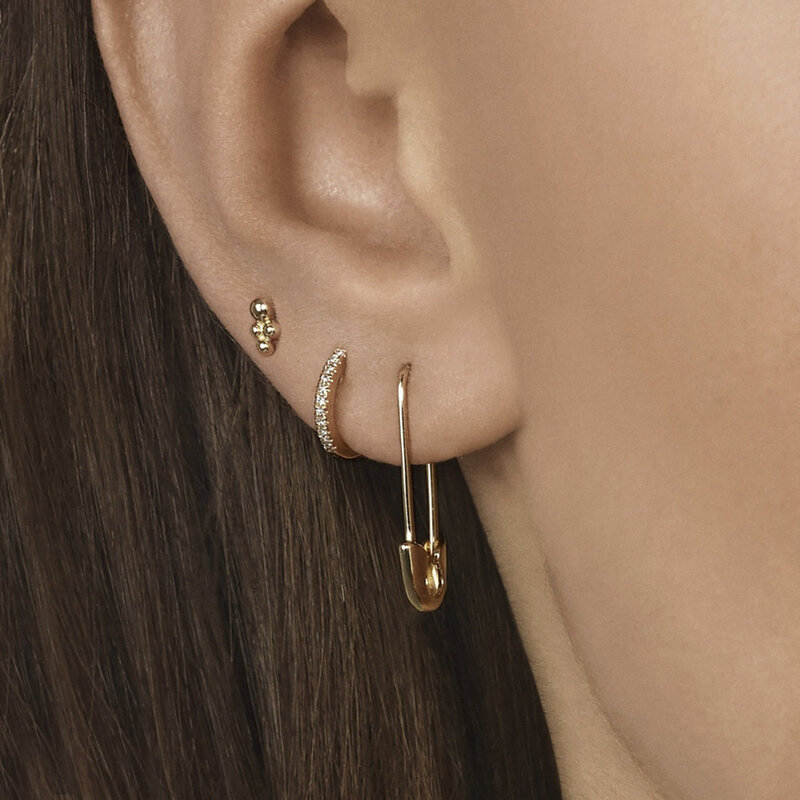 OUREX Neue Strass Kristall Sicher Pin Hoop Huggies Ohrringe Einfache Design Ohrringe für Frauen Partei Schmuck Zubehör Großhandel