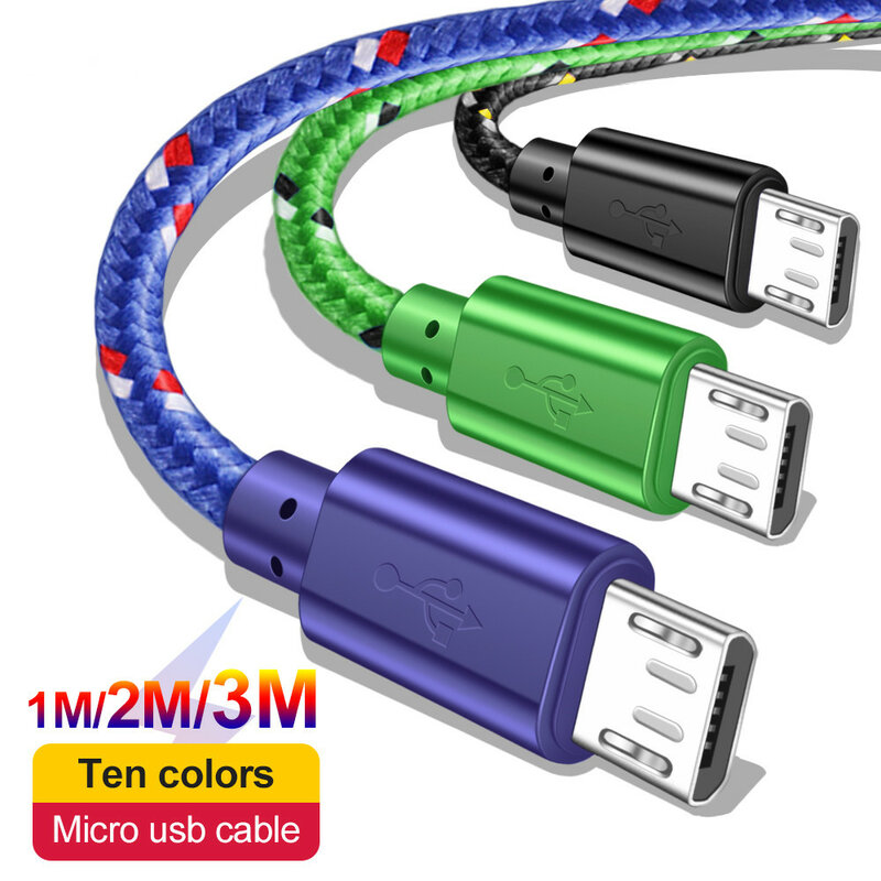 Micro USB Data Charger Cable Nylon Braided Microusb Fast Charging Charger Cable For Huawei Samsung Xiaomi LG Android Cables