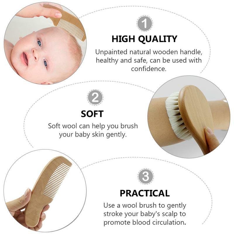 1Set Handheld Infant Shower Practical Wool Brush with Comb Baby Bath Brush