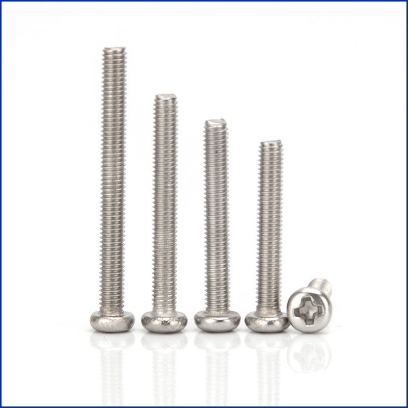 304 Stainless Steel Cross Recessed Pan Head Screws M6 Phillips Round Head Bolts Machine Screw Length 6mm-80mm