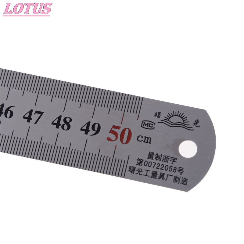 50 cm ruler 20 inch stainless steel precision double-sided stainless steel material 0-50 cm metric unit on both sides 1pc