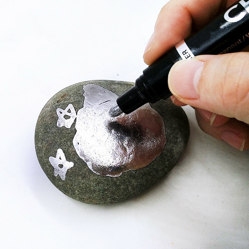 Зеркальный хромированный маркер серебристого цвета с наконечником 0,7/1/3 мм