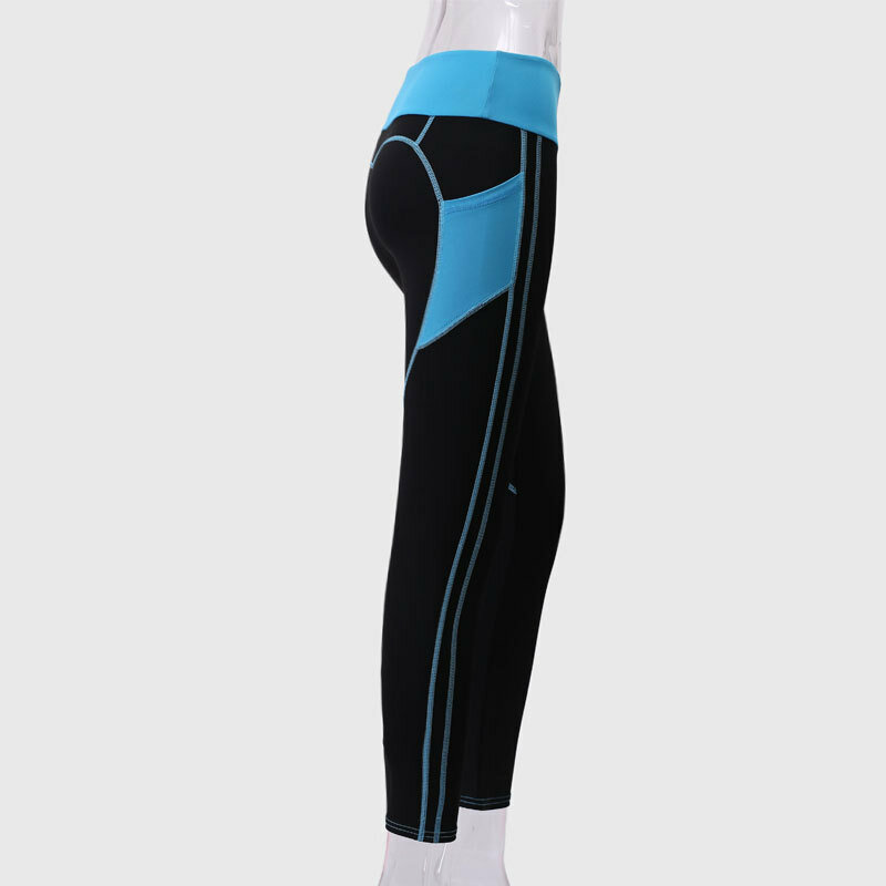 Cintura alta retalhos ginásio treinamento leggings alta elasticidade collants com bolso yoga calças esportivas mulheres magro correndo calças de fitness
