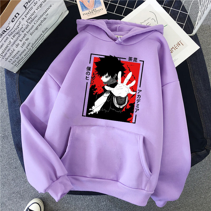 My Hero Academia Anime Pulover Longgar Jepang Hoodie Harajuku Ukuran Plus Pakaian Musim Dingin Sweatshirt Wanita Y2k Streetwear