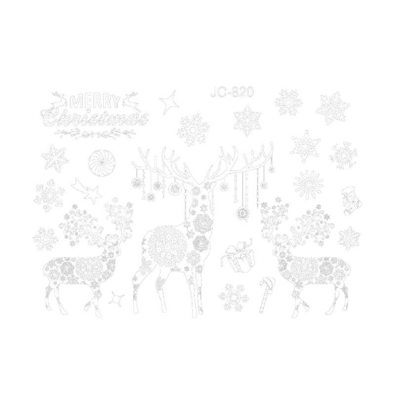 Pegatinas de ventana de animales de copos de nieve de Navidad, decoraciones para fiesta de invierno