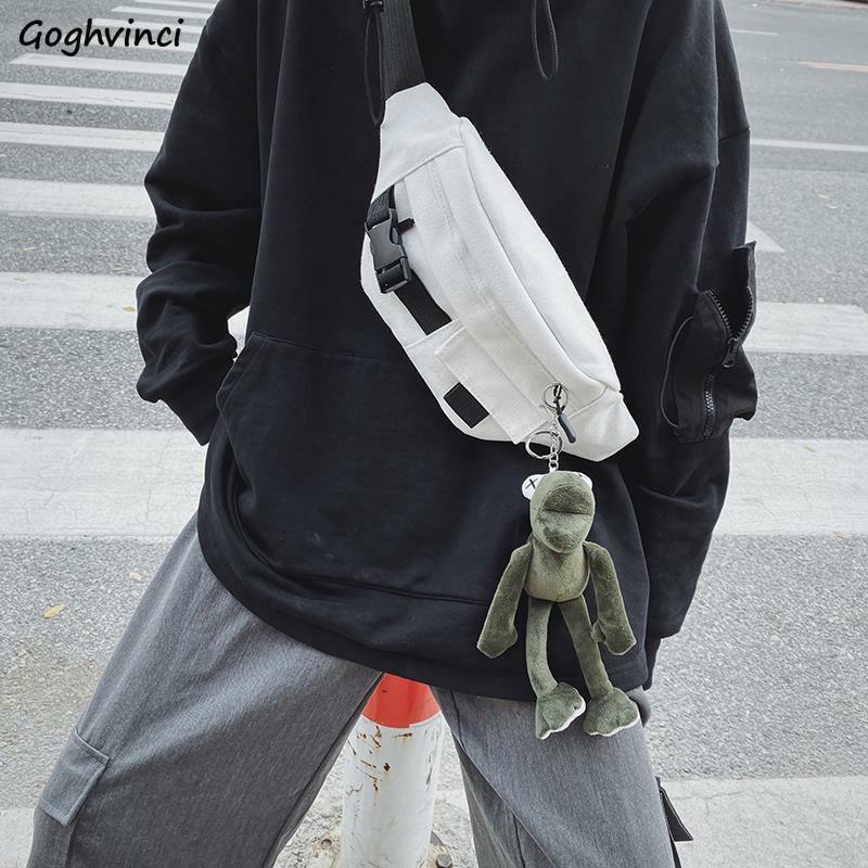ผู้หญิงเอวUnisex Hip-Hop Streetwearผ้าใบPatchworkหัวเข็มขัดHarajukuเกาหลีFanny Packแฟชั่นCasualกระเป๋าแบบพกพา