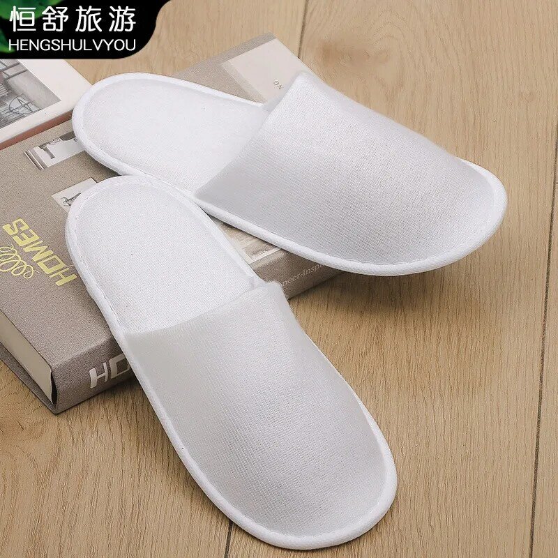 Disposable Slippers,20 pairs Closed Toe Disposable Slippers Fit Size for Men and Women for Hotel, Spa Guest Used, (White)