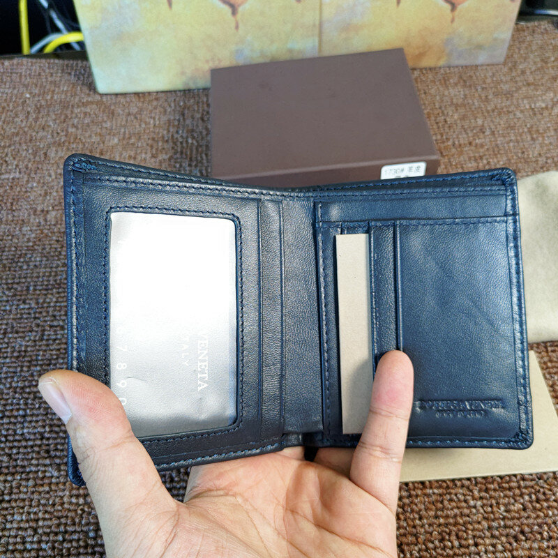 100% couro genuíno superior lambskin carteira curta moda tecido carteira de luxo qualidade superior, caixa de presente livre