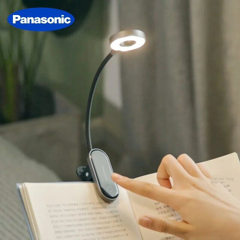 Panasonic led livro luz portátil clip-on lâmpada de mesa flexível adsorção leitura para o leitor de livro do quarto de viagem