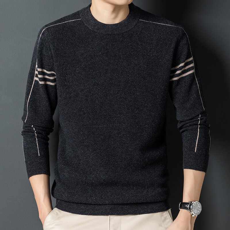 Herbst und winter neue 100% reiner wolle männer Pullover crew neck pullover mode vielseitig gestrickte kaschmir pullover