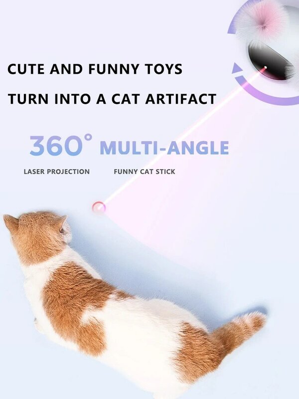 ของเล่นแมวอินฟราเรดเลเซอร์แสงปากกา Teasing Cat Stick Feather อัตโนมัติไฟฟ้าของเล่นแมว Self-เฮ้ของเล่น