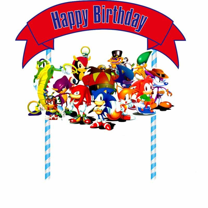 Sonice Birthday Party Decorations กระดาษเค้กฟางสร้อยข้อมือยางสติกเกอร์เด็กเด็กวันอุปกรณ์พรรค