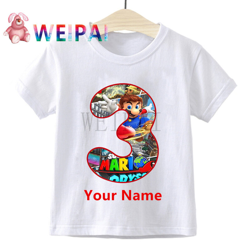 Kids Pure cotton  Mario Luigi  T-shirts Costume Boys Girls Summer Tees Top Clothing Children Clothes Casual Tshirts a birthday