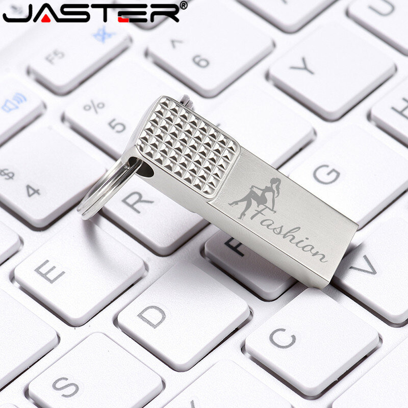 LLavero de Metal plateado USB 2,0, unidad Flash de 4GB, 8GB, 16GB, 32GB y 64GB, lápiz de memoria portátil con logotipo personalizado, regalos, disco U