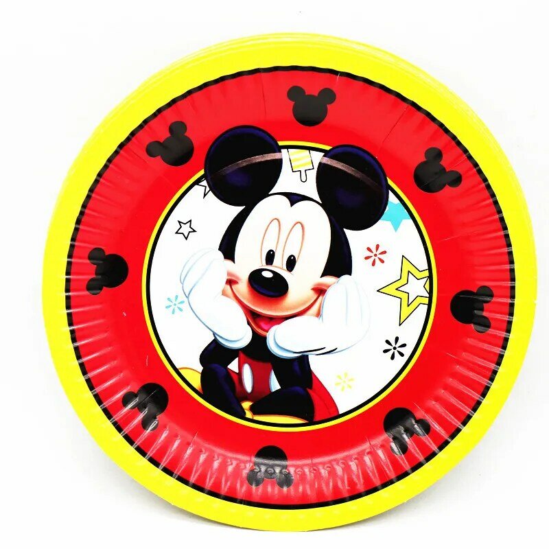 Disney-vajilla desechable de Mickey Mouse para fiesta de bebé, plato de globos, suministros de fiesta, regalo para niña, 50 + piezas