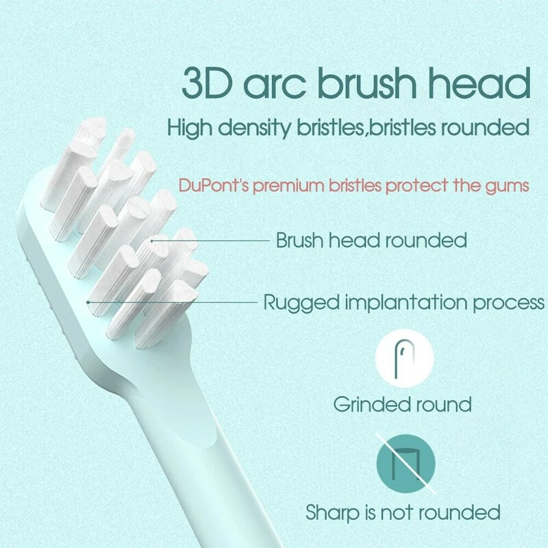Boi – tête de brosse à dents électrique sonique Rechargeable IPX7, recharge rapide sans fil, 4 modes