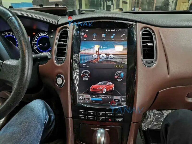 Lecteur DVD multimédia à écran vertical, audio, stéréo, Android, pour infiniti QX50 EX25 2015 – 2020, style Tesla