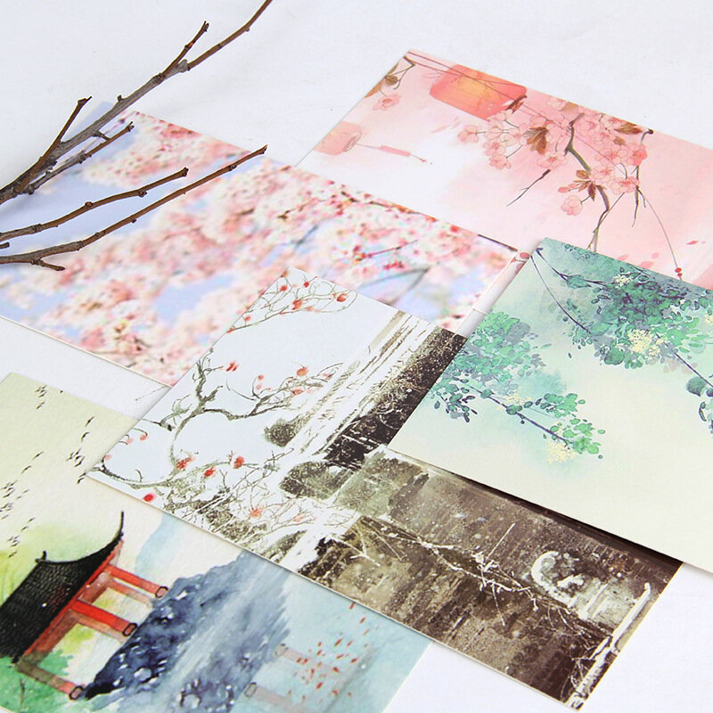 30 Sheets/Set New Ancient Characters Landscape Series Postcard Greeting Card Message Card Birthday Gift Card