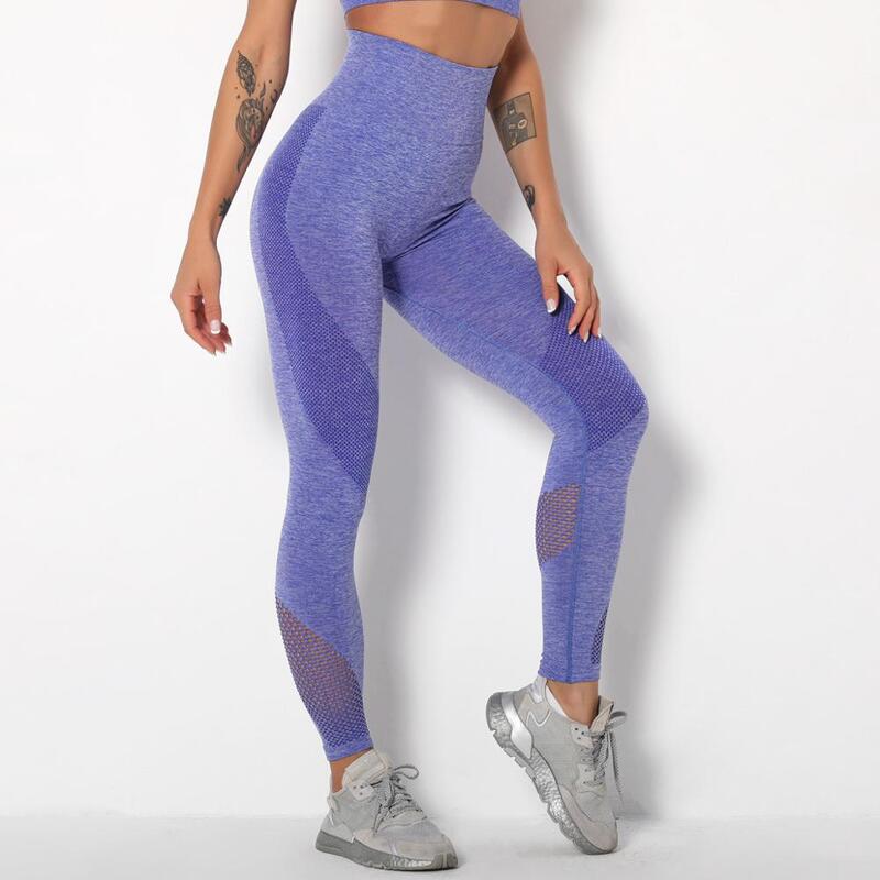 Women Yoga Leggings High Waist Sport Pants Squat Proof Yoga Pants Hollow out Workout Fitness Tights Tummy Control Gym Pants