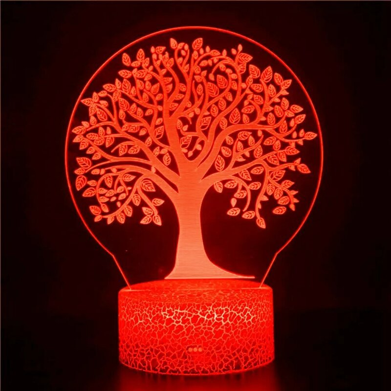 3d luz da noite planta flor árvore da vida modelo estátua decoração para casa desktop cabeceira presente de natal usb led luz