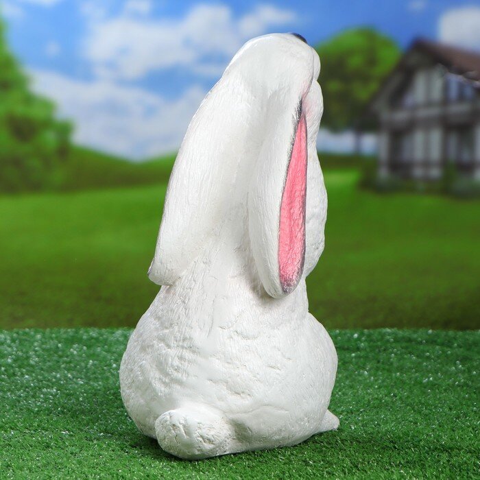 ガーデンフィギュア "ウサギ" 、ホワイト色、30センチメートル家庭菜園
