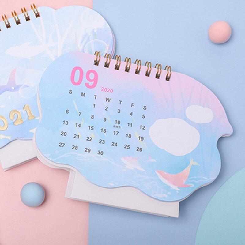 Mini Calendario de escritorio portátil para bricolaje, diseño de fresa con dibujos de unicornios, calendario de escritorio innovador, planificador diario