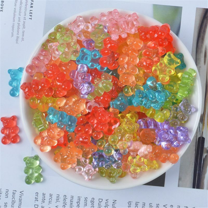 Mini ours perles en caoutchouc, 12 pièces, breloques en Plasticine, accessoires pour boue de cristal