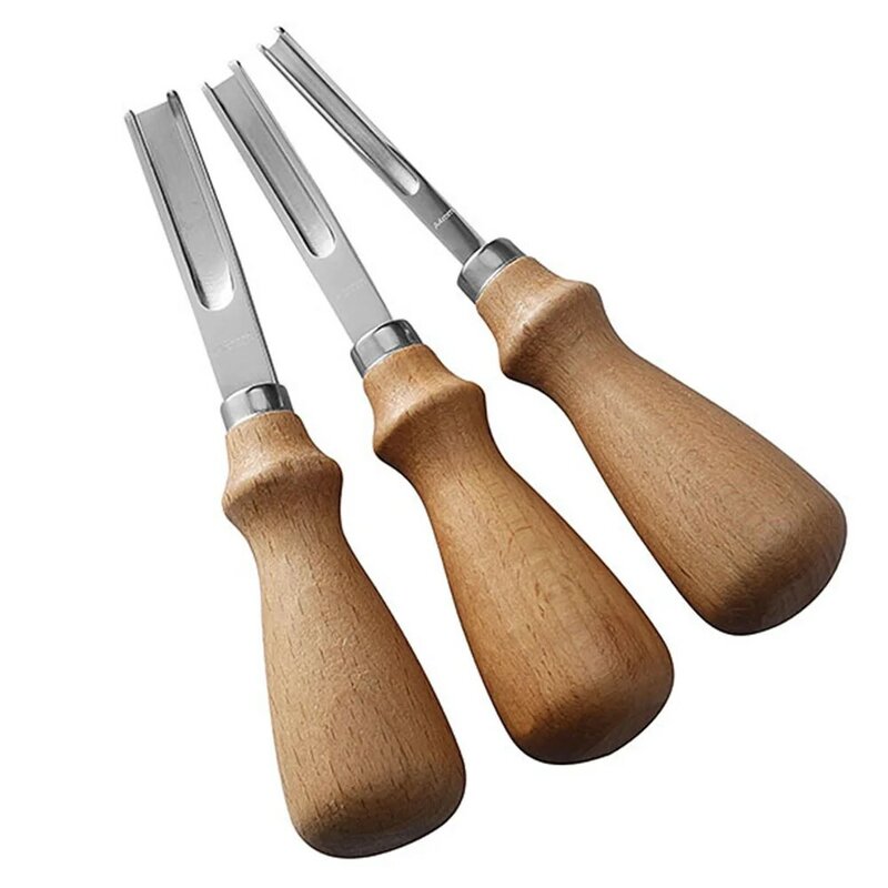 3 tamaño A4mm A6mm A8mm práctica de artesanía de cuero borde biselador biselado cuchillo de corte manual herramienta artesanía con mango de madera