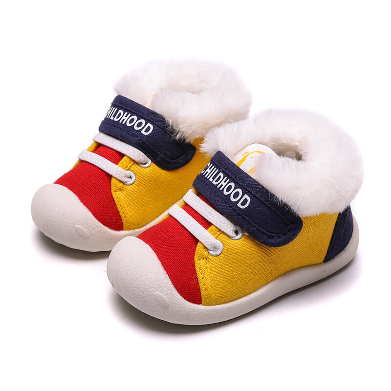 Botas de nieve para niños y niñas, botas de felpa cálidas para exteriores, zapatos cómodos antideslizantes de algodón, invierno, 2021