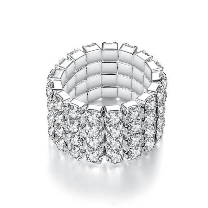 Vendita calda strass anello elastico anello diamante fai da te anello elastico banchetto festa festa regalo di compleanno gioielli all'ingrosso