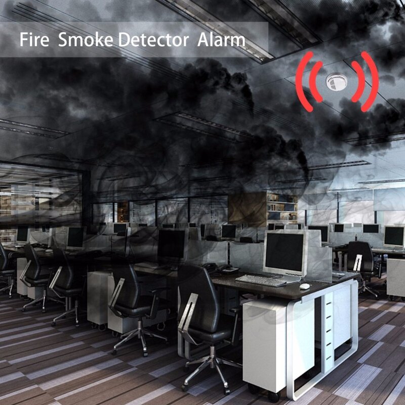 2 sztuk 5 sztuk 10 sztuk detektor dymu detektor ognia Alarm wrażliwy fotoelektryczny niezależny czujnik dymu pożarowego dla Home Office Shop Ho