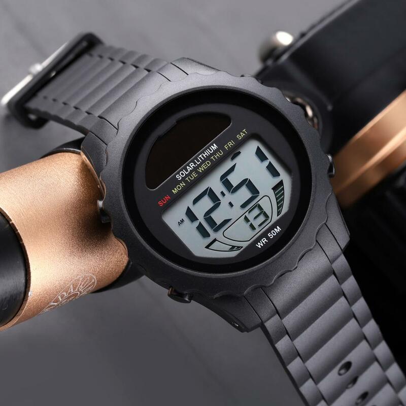 Skmei Solar Supply Digitale Horloge Mannen Lithium Batterij Sport Heren Horloges Waterdicht Datum Chrono Horloges Voor Mannelijke Montre 1585
