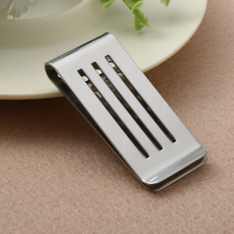 Stainless Steel  Metal Craft Money Clips Hollow Out Portable 25*55 Porous Cash Clamp Holder for wallet card books  Clamp