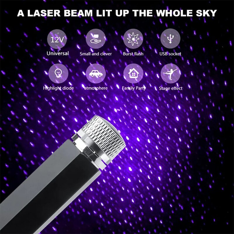 Luz LED de estrellas para techo de coche, proyector ambiental de ambiente con USB, decoración de Interior de coche