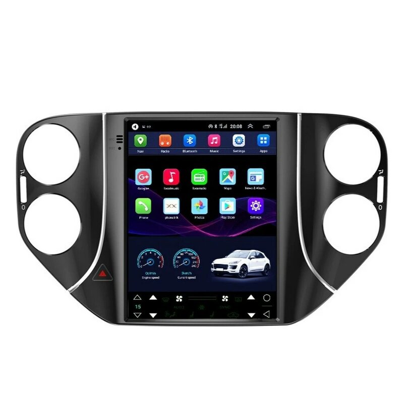 Autoradio Android, Navigation GPS, BT, WiFi, mirrorlink, lecteur multimédia stéréo, Style Tesla, pour voiture V W Tiguan (2010 – 2016)