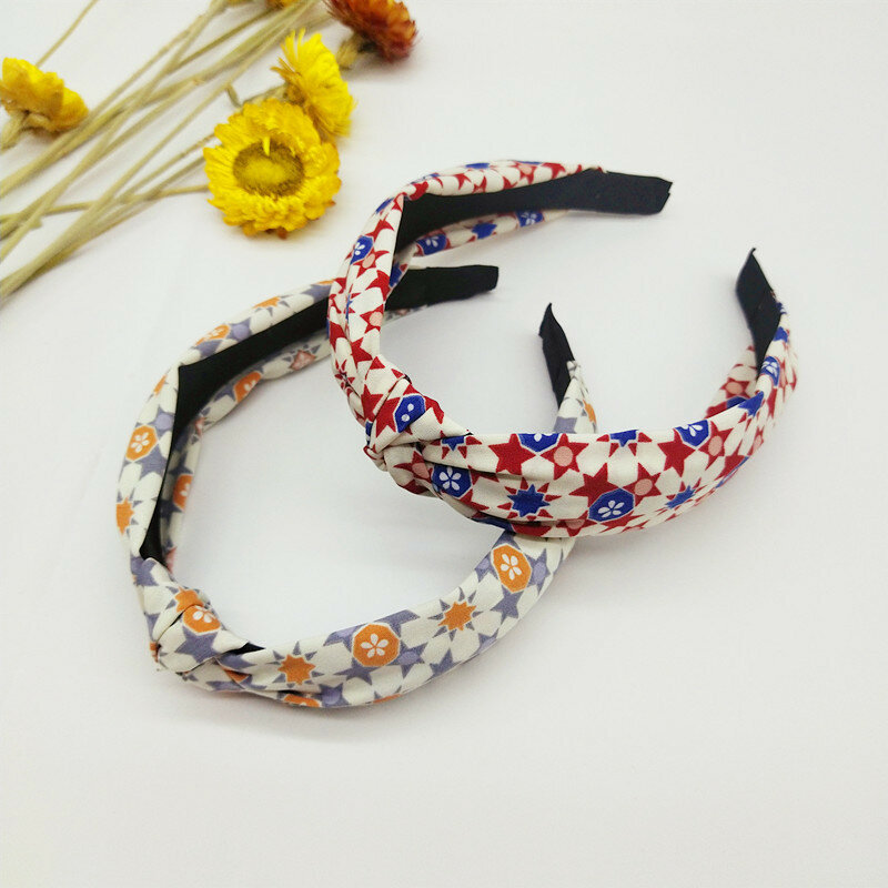 2021 New European and American Fabric Floral Headband Knotted Star Headband Ladies Simple Temperament Hair Accessories