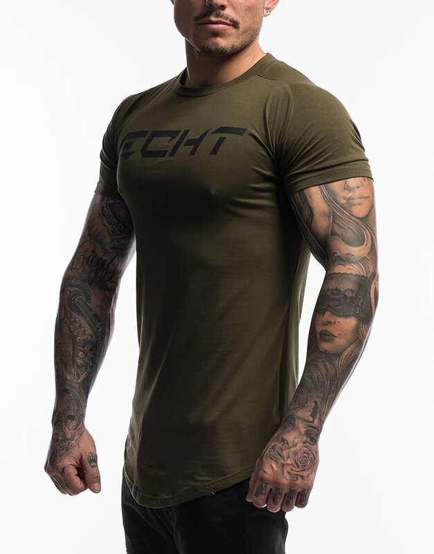 Mężczyźni dorywczo moda kreatywność koszulka z nadrukiem człowiek siłownie Fitness oddychająca bawełniana koszulka 2019 lato nowa męska koszulka topy odzież