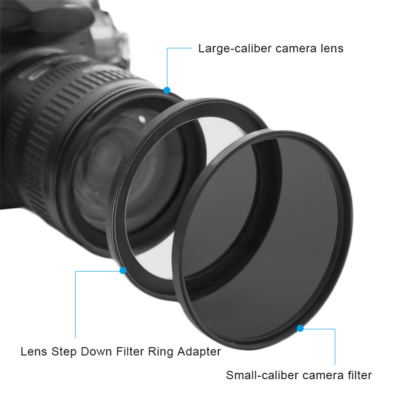 Понижающие кольца для фильтров, 8 шт., аксессуары для DSLR-камер, 82-49 мм