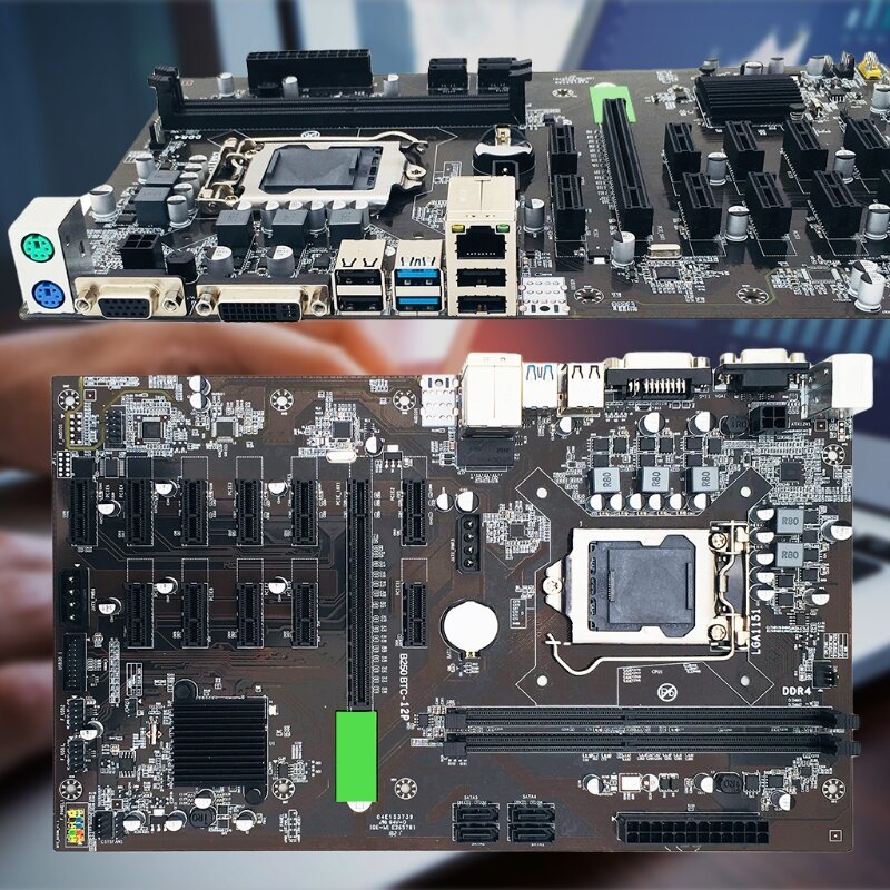 Mesin Penambang B250 BTC Baru Motherboard 12 PCI-E16X Kartu Grafik SODIMM LGA 1151 DDR4 SATA3.0 Mendukung VGA DVI untuk Penambang