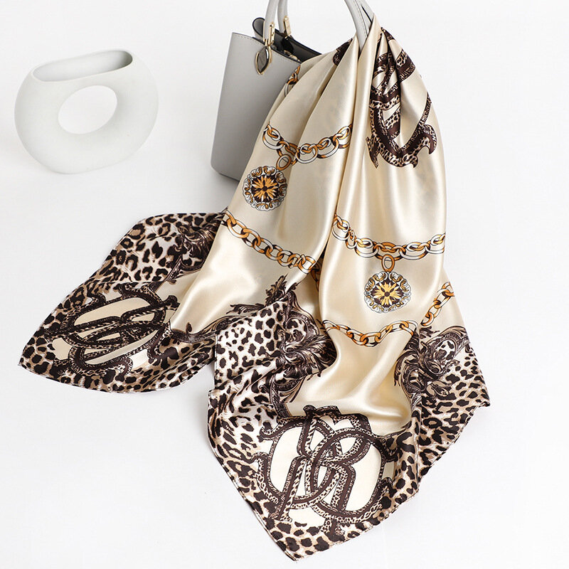 90x90cm Luxus Marke Seide Platz Schal Für Frauen Haar Krawatte Band Bandana Pashmina Weiblich Foulard Moslemisches Hijab speichert 2022 NEUE