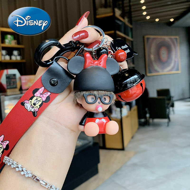 Disney Minnie Cute Plush Key Lanyard Creative Cute Plush Ball Car Key Pendant Girl Bag Pendant