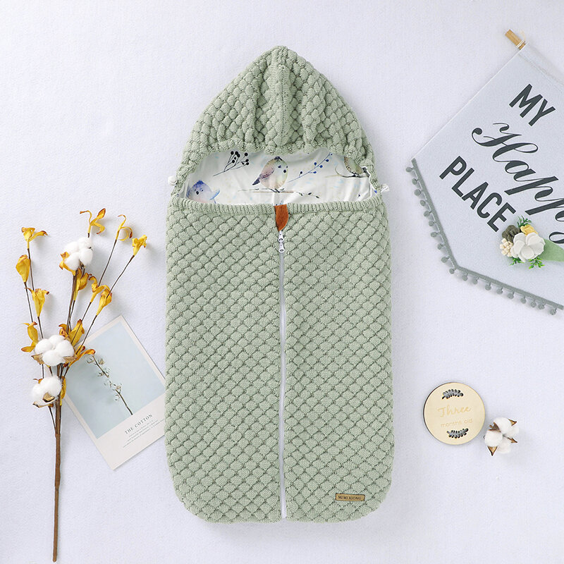 Baby Sleeping Bags Knitted Super Soft Newborn Warm Gowns Zip Solid 75*37CM Infant Stroller Swaddle Multifunctional Sleepsack