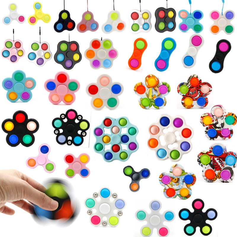 Simple Dimple Fidget Spinner Toy Anti Stress Relief It Brain Hand Fidget Toys For Kids Adult Early Education Bubble Squeeze Toy