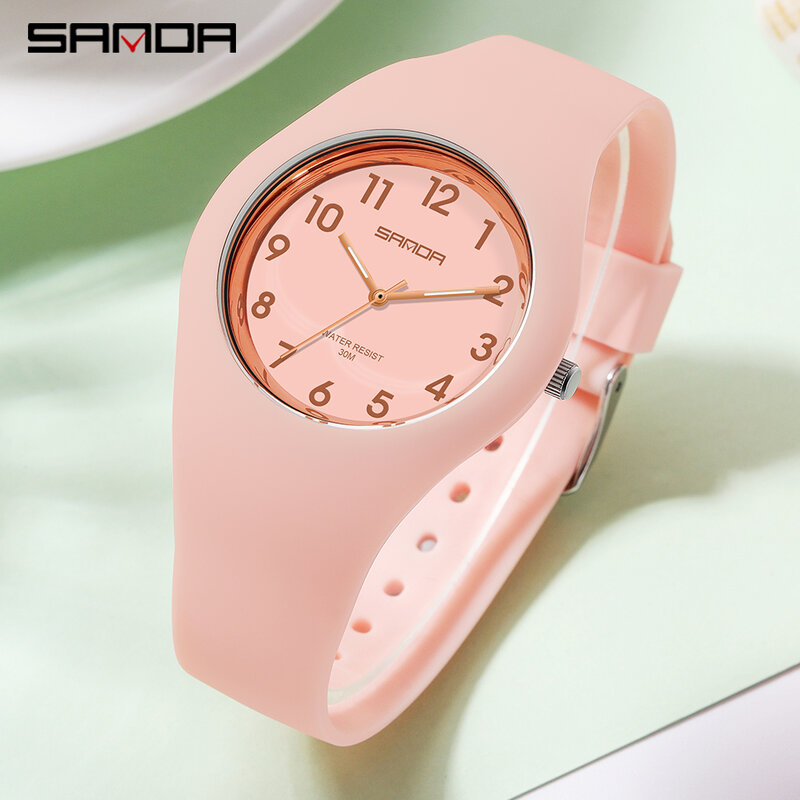 SANDA-2022 여성용 쿼츠 시계, 패션 캐주얼 시계, 여성용 실리콘 시계, Reloj Mujer, 여성용 시계, 무료 배송, 드롭 배송