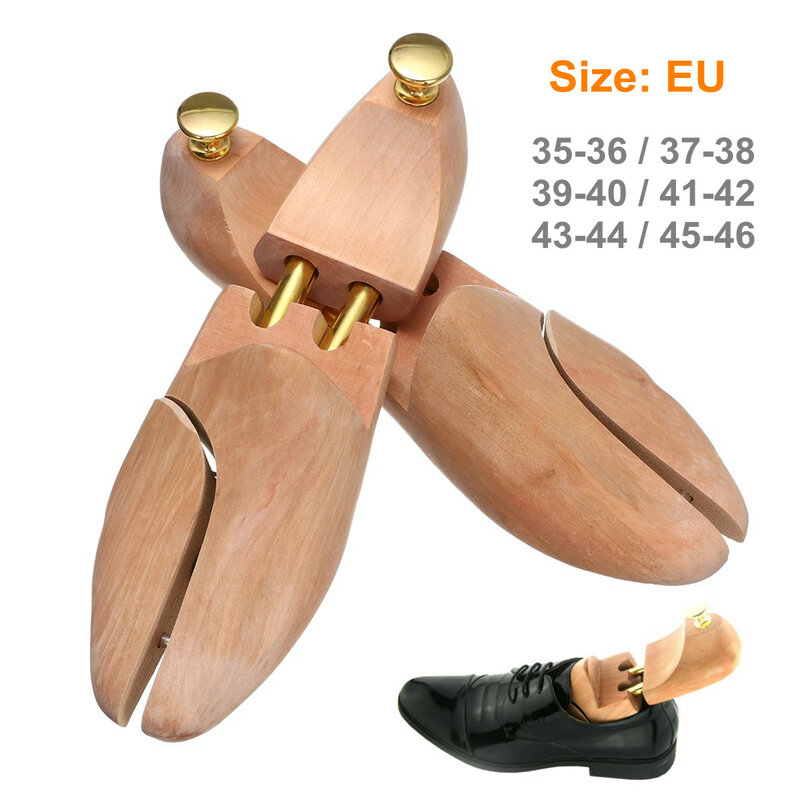 Árvores de sapato de madeira ajustável de alta qualidade 1 par de sapatos de madeira árvore maca shaper keeper anti-rugas ue 35-46/eua 5-12/uk 3-11.5