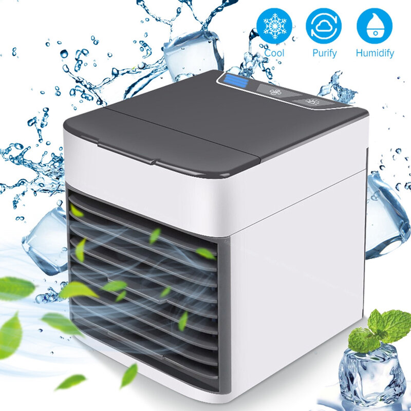 Mini ar-condicionado usb portátil, pequeno, recarregável, prateleira, refrigerador de espaço pessoal, ventilador de mesa