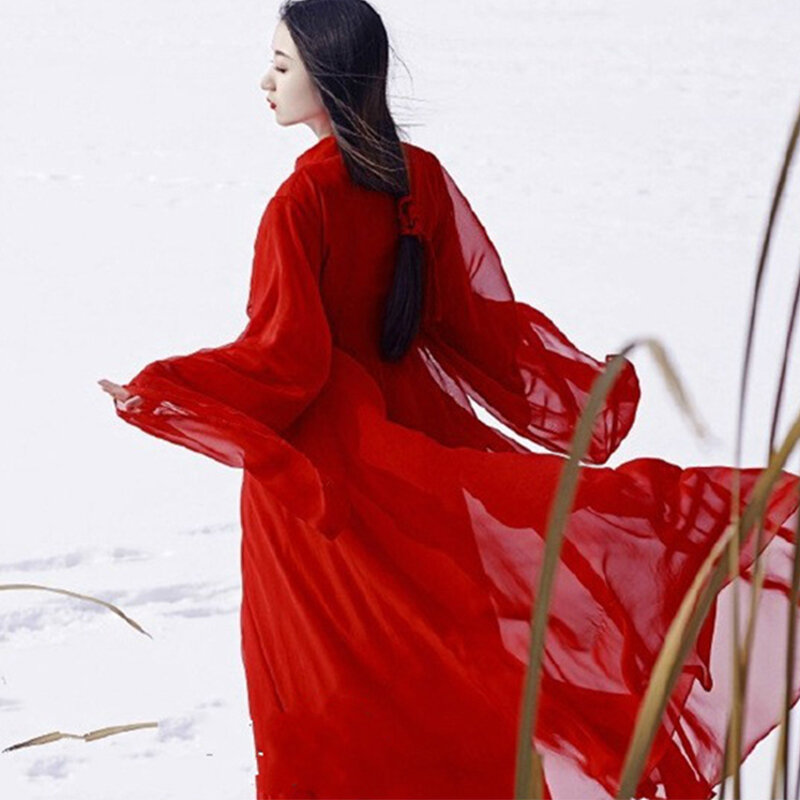 Starożytny chiński kostium kobiet ubrania tradycyjne dynastii Hanfu Tang kostiumy do tańca ludowego sukienka wróżki czerwone stroje Hanfu
