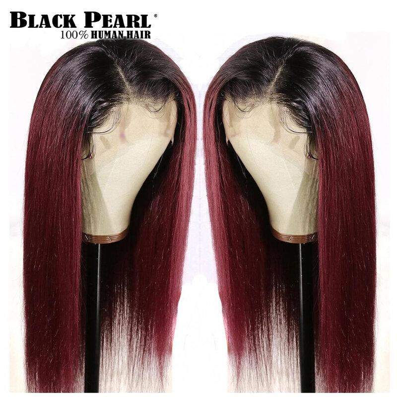 Парики из человеческих волос HD на сетке для женщин, малазийские прямые парики Remy 1B/99J, светлые человеческие волосы с эффектом омбре, бразильс...