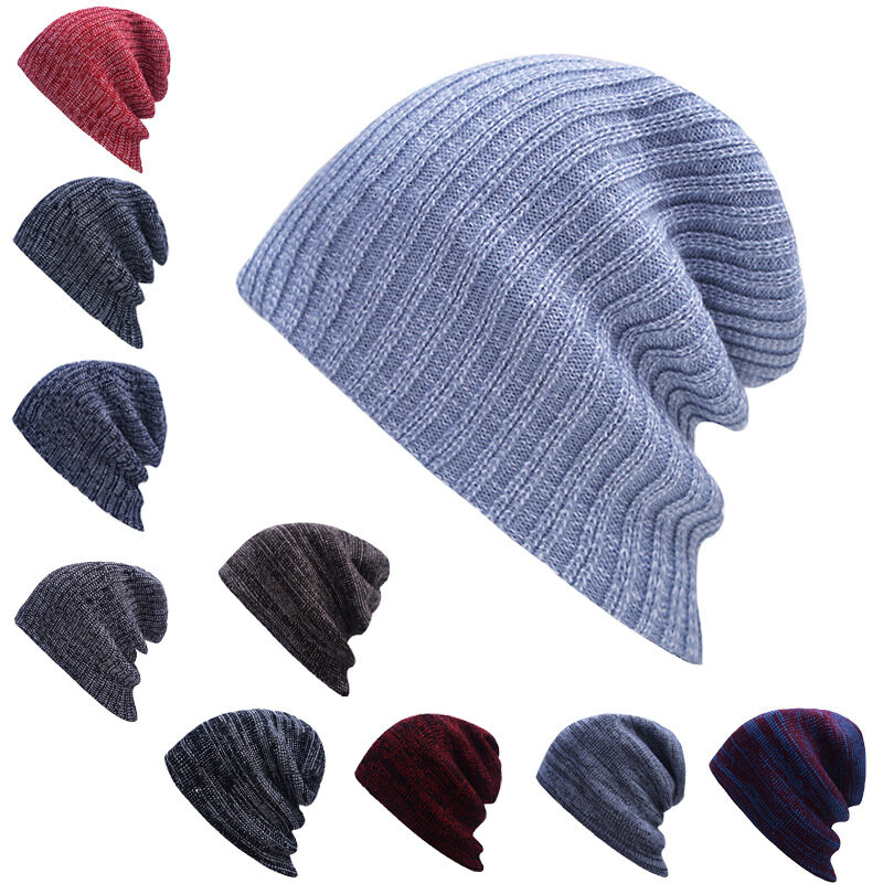 Gorro térmico estiloso de caveira, listrado, fino, solto, meia-calça, chapéus quentes para homens, mulheres, inverno, outono, área externa